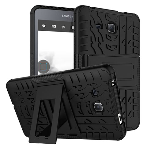 Coque Contour Silicone et Plastique Mat avec Support pour Samsung Galaxy Tab A6 7.0 SM-T280 SM-T285 Noir