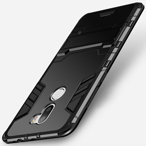 Coque Contour Silicone et Plastique Mat avec Support pour Xiaomi Mi 5S Plus Noir