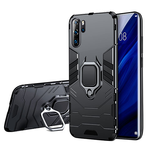 Coque Contour Silicone et Plastique Mat avec Support W01 pour Huawei P30 Pro New Edition Noir