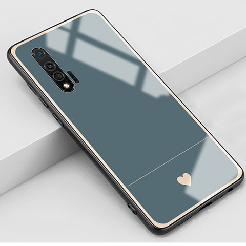 Coque Contour Silicone et Vitre Amour Coeur Miroir Etui Housse pour Huawei Nova 6 5G Gris