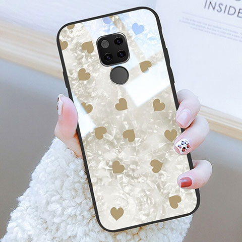 Coque Contour Silicone et Vitre Amour Coeur Miroir pour Huawei Mate 20 Or