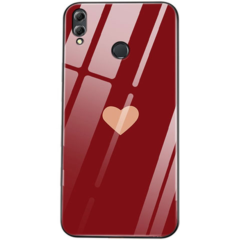 Coque Contour Silicone et Vitre Amour Coeur Miroir S04 pour Huawei Honor V10 Lite Rouge