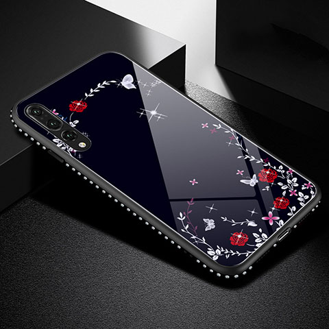 Coque Contour Silicone et Vitre Dos de Fille Miroir Etui Housse pour Huawei P20 Pro Noir