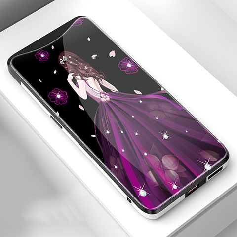 Coque Contour Silicone et Vitre Dos de Fille Miroir Etui Housse pour Oppo Find X Violet