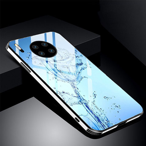 Coque Contour Silicone et Vitre Fleurs Miroir Etui Housse C01 pour Huawei Mate 30 Pro Bleu Ciel