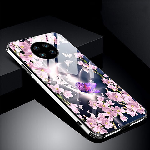 Coque Contour Silicone et Vitre Fleurs Miroir Etui Housse C01 pour Huawei Mate 30 Pro Rose