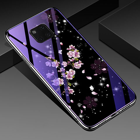 Coque Contour Silicone et Vitre Fleurs Miroir Etui Housse K01 pour Huawei Mate 20 Pro Mixte