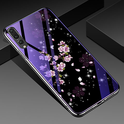 Coque Contour Silicone et Vitre Fleurs Miroir Etui Housse K01 pour Huawei P20 Pro Mixte