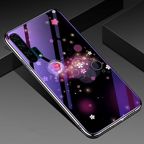 Coque Contour Silicone et Vitre Fleurs Miroir Etui Housse K02 pour Huawei Honor 20 Pro Violet