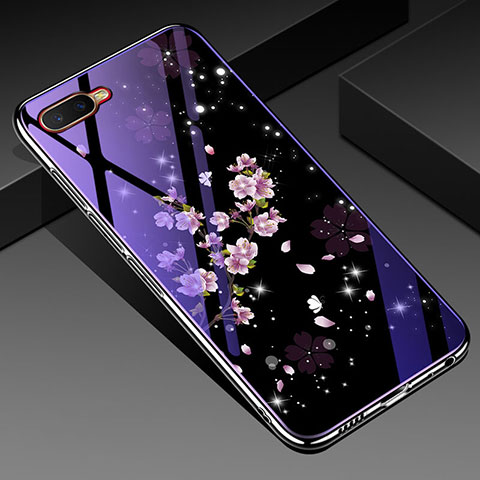 Coque Contour Silicone et Vitre Fleurs Miroir Etui Housse M04 pour Oppo R17 Neo Mixte