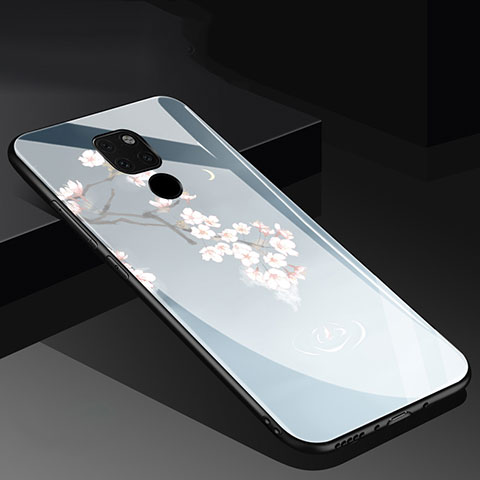 Coque Contour Silicone et Vitre Fleurs Miroir Etui Housse pour Huawei Mate 20 Gris