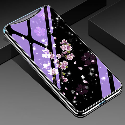 Coque Contour Silicone et Vitre Fleurs Miroir Etui Housse pour Oppo Find X Super Flash Edition Mixte