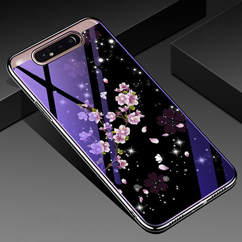 Coque Contour Silicone et Vitre Fleurs Miroir Etui Housse pour Samsung Galaxy A80 Mixte