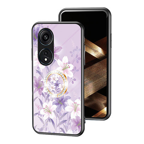 Coque Contour Silicone et Vitre Fleurs Miroir Etui Housse S01 pour Huawei Honor X5 Plus Violet Clair