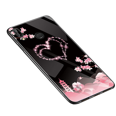 Coque Contour Silicone et Vitre Fleurs Miroir Etui Housse S01 pour Huawei Nova 3e Rose