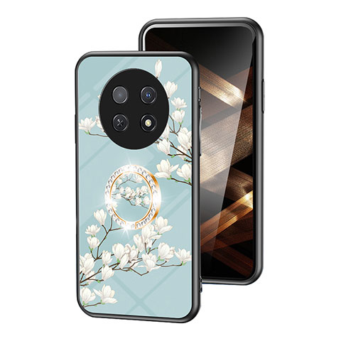 Coque Contour Silicone et Vitre Fleurs Miroir Etui Housse S01 pour Huawei Nova Y91 Cyan