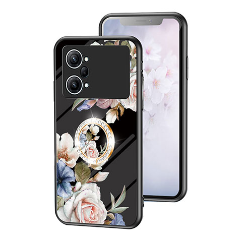 Coque Contour Silicone et Vitre Fleurs Miroir Etui Housse S01 pour Oppo K10 Pro 5G Noir