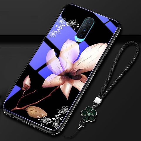 Coque Contour Silicone et Vitre Fleurs Miroir Etui Housse S01 pour Oppo R17 Pro Marron