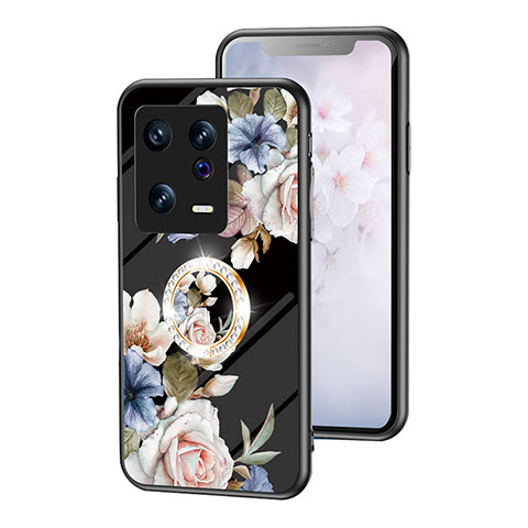 Coque Contour Silicone et Vitre Fleurs Miroir Etui Housse S01 pour Xiaomi Mi 13 5G Noir