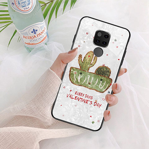 Coque Contour Silicone et Vitre Fleurs Miroir pour Huawei Mate 20 Blanc