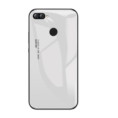 Coque Contour Silicone et Vitre Miroir Housse Etui Degrade Arc en Ciel pour Huawei Enjoy 7S Blanc