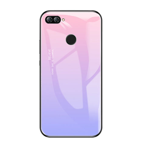 Coque Contour Silicone et Vitre Miroir Housse Etui Degrade Arc en Ciel pour Huawei Honor 9i Violet