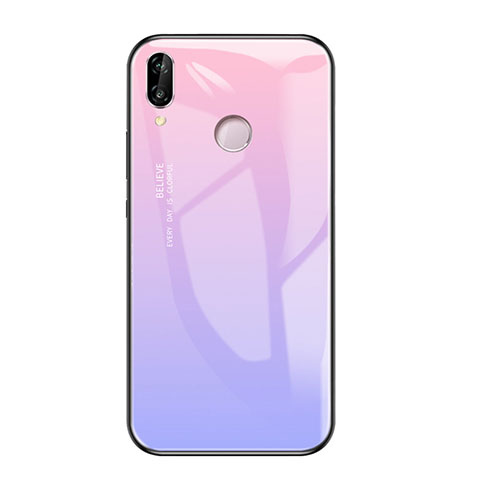 Coque Contour Silicone et Vitre Miroir Housse Etui Degrade Arc en Ciel pour Huawei Honor Play Violet