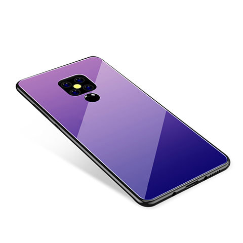 Coque Contour Silicone et Vitre Miroir Housse Etui Degrade Arc en Ciel pour Huawei Mate 20 Violet