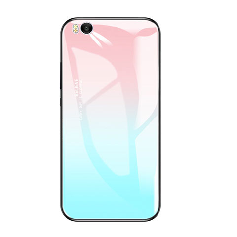 Coque Contour Silicone et Vitre Miroir Housse Etui Degrade Arc en Ciel pour Xiaomi Mi 5S 4G Bleu