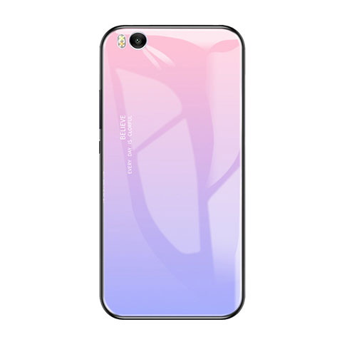 Coque Contour Silicone et Vitre Miroir Housse Etui Degrade Arc en Ciel pour Xiaomi Mi 5S 4G Rose