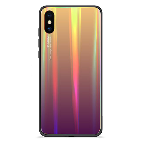 Coque Contour Silicone et Vitre Miroir Housse Etui Degrade Arc en Ciel pour Xiaomi Mi 8 Explorer Mixte