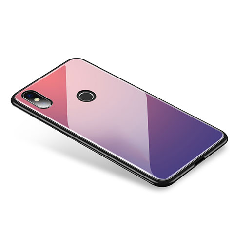 Coque Contour Silicone et Vitre Miroir Housse Etui Degrade Arc en Ciel pour Xiaomi Mi 8 Mixte