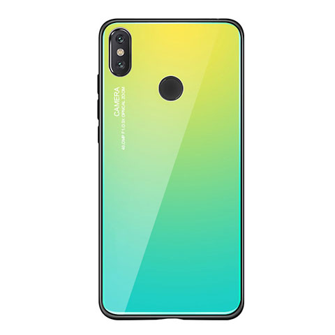 Coque Contour Silicone et Vitre Miroir Housse Etui Degrade Arc en Ciel pour Xiaomi Mi 8 SE Vert