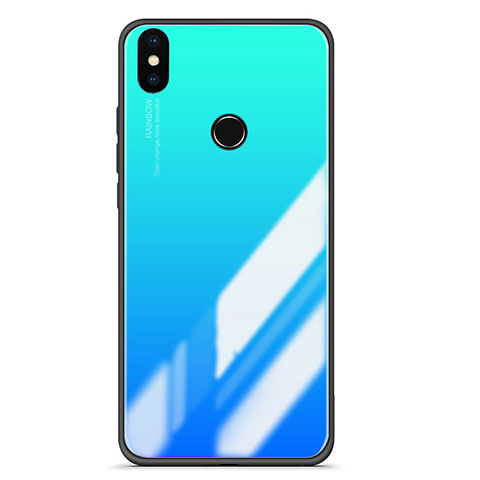 Coque Contour Silicone et Vitre Miroir Housse Etui Degrade pour Xiaomi Mi 6X Bleu Ciel