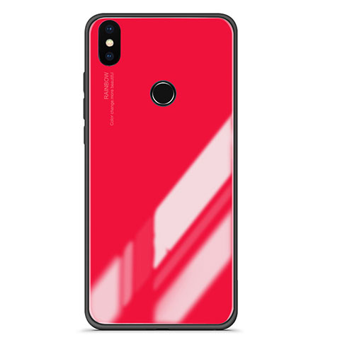 Coque Contour Silicone et Vitre Miroir Housse Etui Degrade pour Xiaomi Mi A2 Rouge