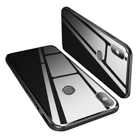 Coque Contour Silicone et Vitre Miroir Housse Etui M02 pour Xiaomi Mi 8 Noir