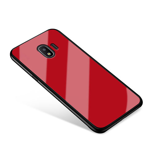 Coque Contour Silicone et Vitre Miroir Housse Etui pour Samsung Galaxy Grand Prime Pro (2018) Rouge