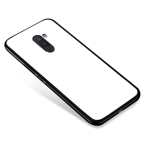 Coque Contour Silicone et Vitre Miroir Housse Etui pour Xiaomi Pocophone F1 Blanc