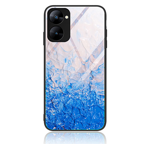 Coque Contour Silicone et Vitre Motif Fantaisie Miroir Etui Housse JM1 pour Realme Q5x 5G Bleu Ciel