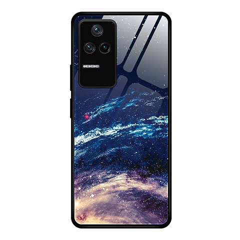 Coque Contour Silicone et Vitre Motif Fantaisie Miroir Etui Housse JM1 pour Xiaomi Poco F4 5G Bleu