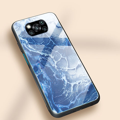 Coque Contour Silicone et Vitre Motif Fantaisie Miroir Etui Housse JM1 pour Xiaomi Poco X3 NFC Bleu Royal