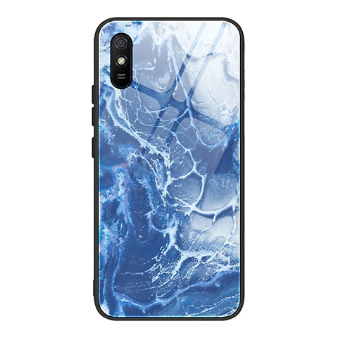 Coque Contour Silicone et Vitre Motif Fantaisie Miroir Etui Housse JM1 pour Xiaomi Redmi 9A Bleu Royal