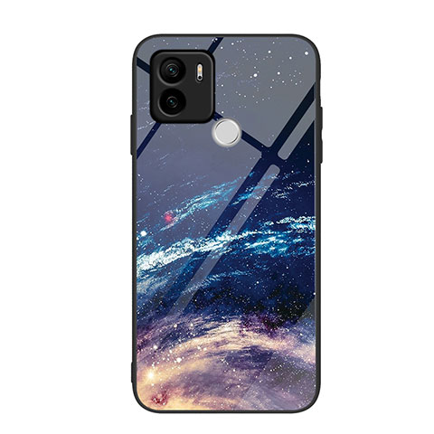 Coque Contour Silicone et Vitre Motif Fantaisie Miroir Etui Housse JM1 pour Xiaomi Redmi A1 Plus Bleu