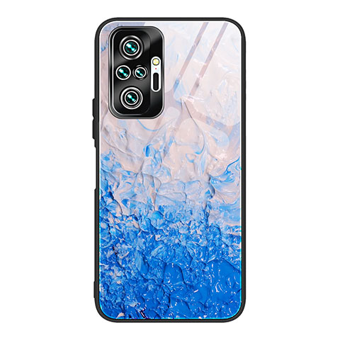 Coque Contour Silicone et Vitre Motif Fantaisie Miroir Etui Housse JM1 pour Xiaomi Redmi Note 10 Pro 4G Bleu