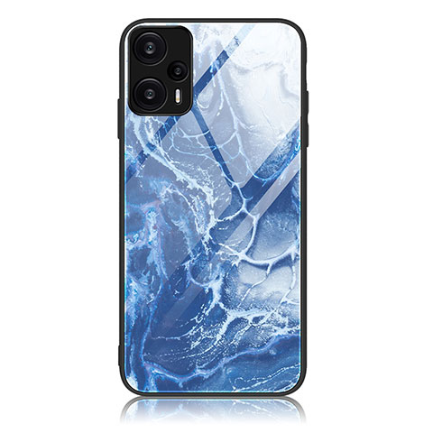 Coque Contour Silicone et Vitre Motif Fantaisie Miroir Etui Housse JM1 pour Xiaomi Redmi Note 12 Turbo 5G Bleu