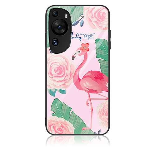 Coque Contour Silicone et Vitre Motif Fantaisie Miroir Etui Housse JM2 pour Huawei P60 Art Rose Rouge