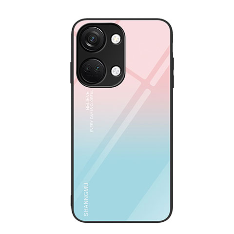 Coque Contour Silicone et Vitre Motif Fantaisie Miroir Etui Housse JM2 pour OnePlus Nord 3 5G Cyan