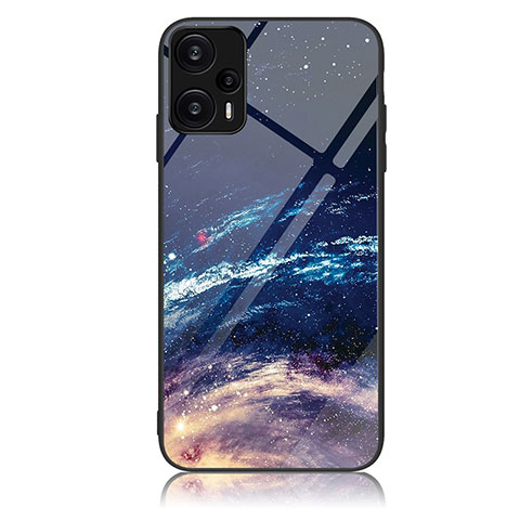 Coque Contour Silicone et Vitre Motif Fantaisie Miroir Etui Housse JM2 pour Xiaomi Poco F5 5G Bleu Royal