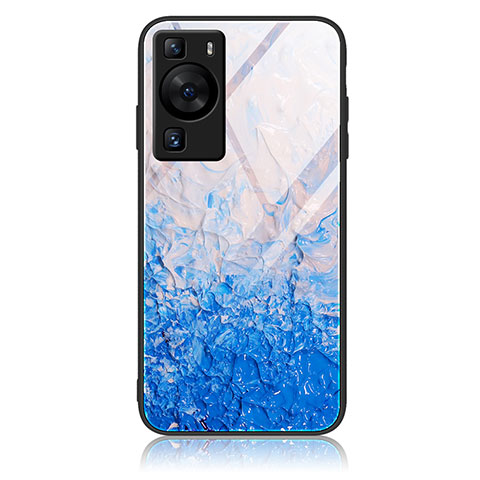 Coque Contour Silicone et Vitre Motif Fantaisie Miroir Etui Housse JM3 pour Huawei P60 Bleu