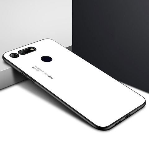 Coque Contour Silicone et Vitre Motif Fantaisie Miroir Etui Housse K01 pour Huawei Honor View 20 Blanc